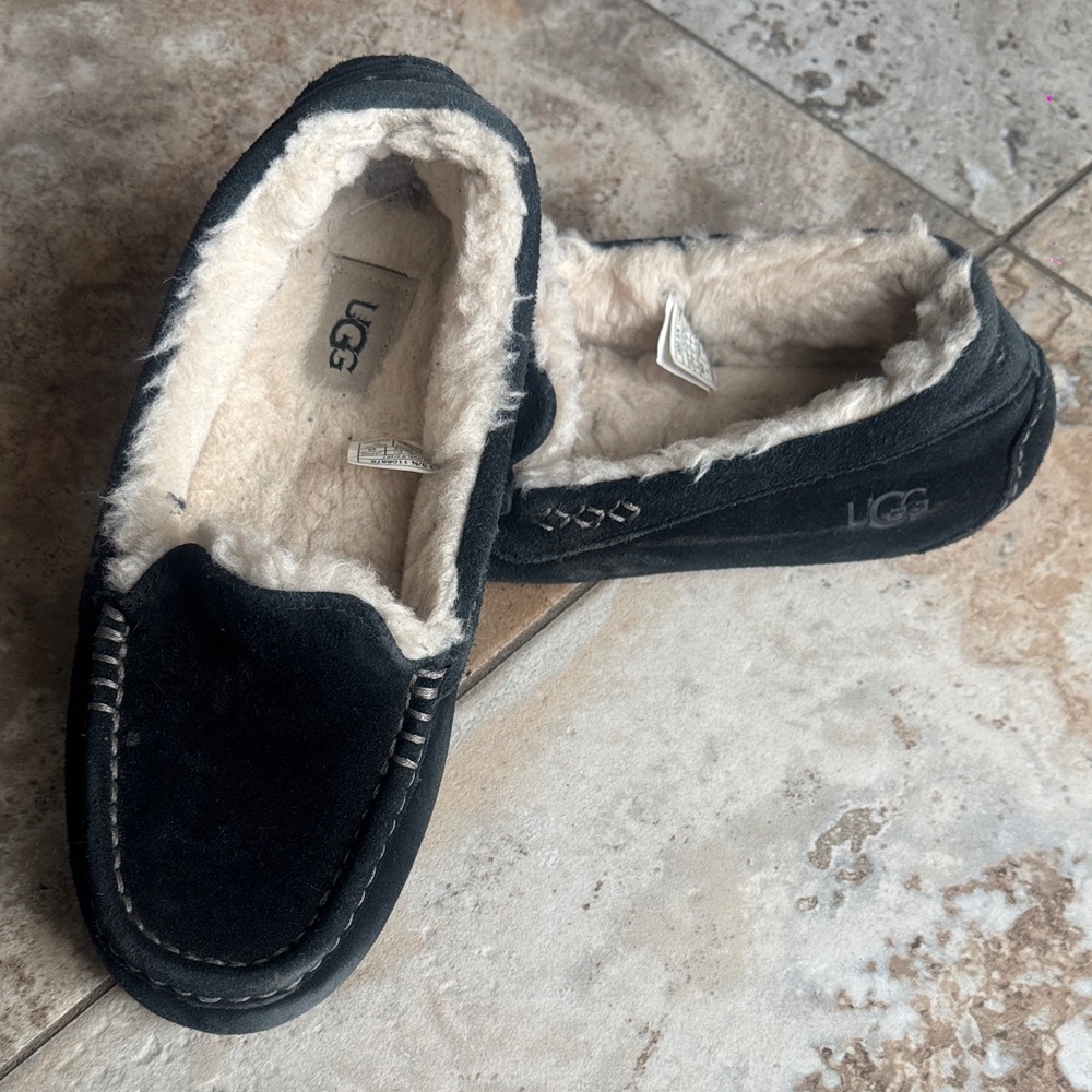 UGG Black Suede Shearling-Lined Women's Moccasins
